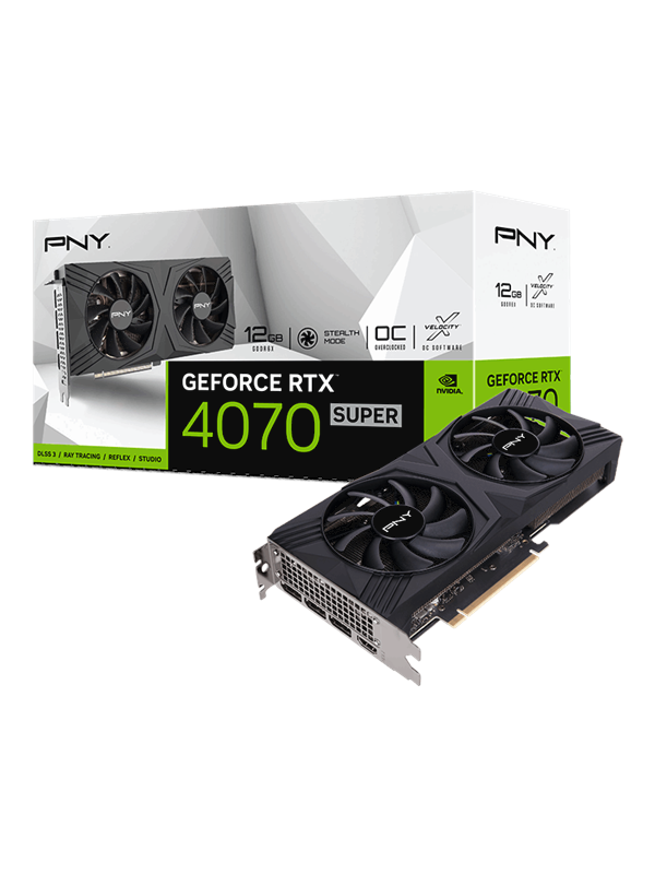 PNY GeForce RTX 4070 SUPER Verto Dual Fan - 12GB GDDR6X RAM - Grafikkort