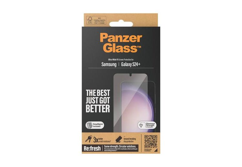 PanzerGlass - skærmbeskytter for mobiltelefon - ultrabred pasform med EasyAligner