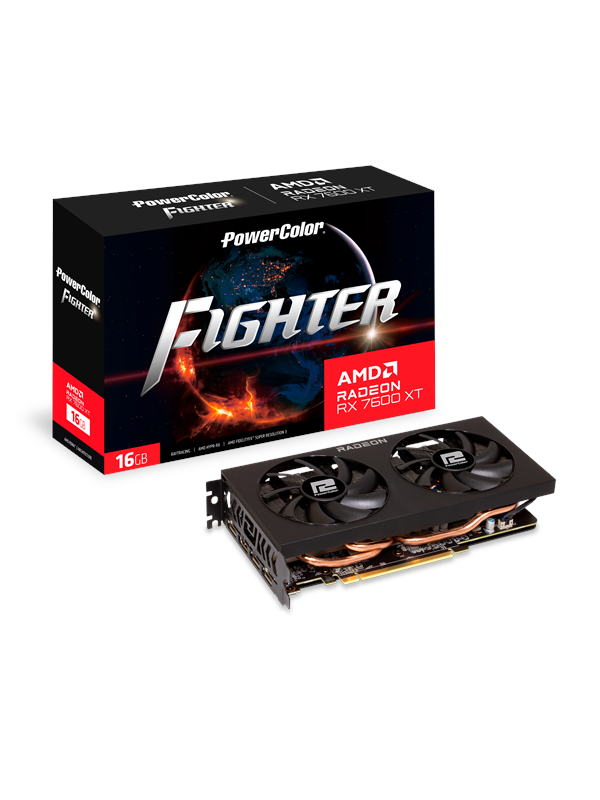 PowerColor Radeon RX 7600 XT Fighter - 16GB GDDR6 RAM - Grafikkort