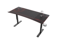 Ultradesk Cruiser Gaming Desk, Højdejusterbar 660-812mm, Sort med rød måtte