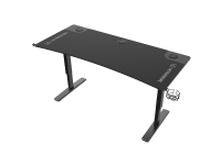 Ultradesk Cruiser Gaming Desk, Højdejusterbar 660-812mm, Sort med sort måtte