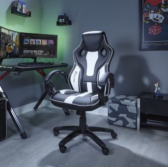 XROCKER MAVERICK HEIGHT ADJUSTABLE OFFICE GAMING CHAIR - BLACK AND WHITE