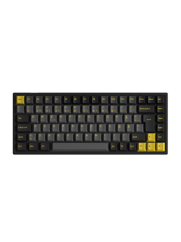 Akkogear 3084B Plus-S Black & Gold V3 Cream Black Pro - Gaming Tastatur - Uden Numpad - Nordisk - Sort