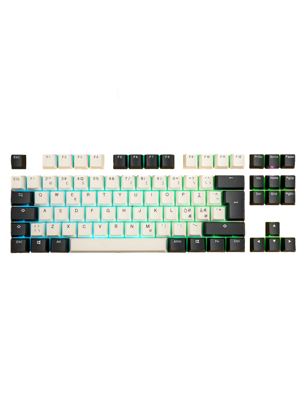 Ducky Tuxedo Keycap Set - double shot PBT - black & white - Keycaps - Nordisk - Sort