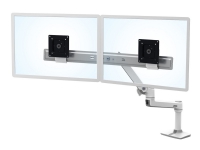 Ergotron LX Desk Dual Direct Arm - Monteringspakke (håndtag, drejelig arm, klemme til montering på skrivebord, pakning til gennemføring, 2 pivots, monterings-hardware, hængsel, forlængerdel) for 2 LCD displays - hvid - skærmstørrelse: op til 27...