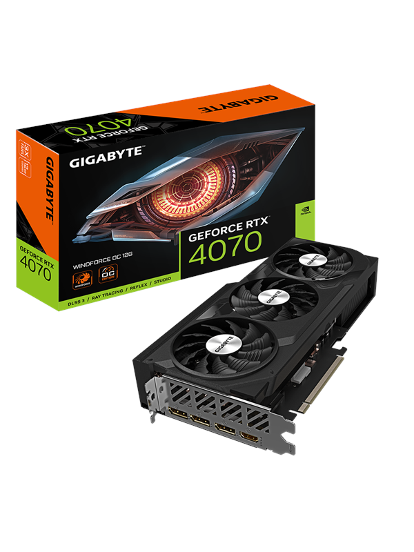 GIGABYTE GeForce RTX 4070 WindForce 3 OC - 12GB GDDR6X RAM - Grafikkort