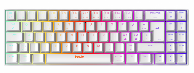 Havit KB496L Hvid 65% Gaming Tastatur RGB Lys