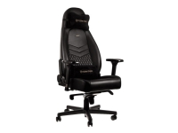 Noblechairs ICON - Stol - armstøtter - T-formet - vippe - drejeled - aluminium, polyurethan, stål, top-narv læder, nylon/polyetylen - sort