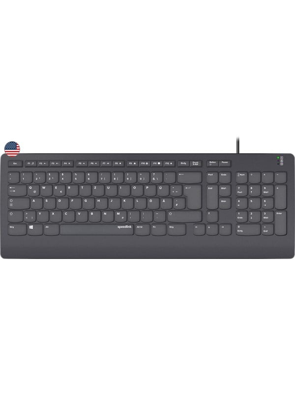 Speed-Link HI-GENIC Antibacterial Gaming Keyboard - Gaming Tastatur - US English - Sort