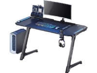 Ultradesk Space XXL gaming-skrivebord, RGB-belysning, sort med rød måtte