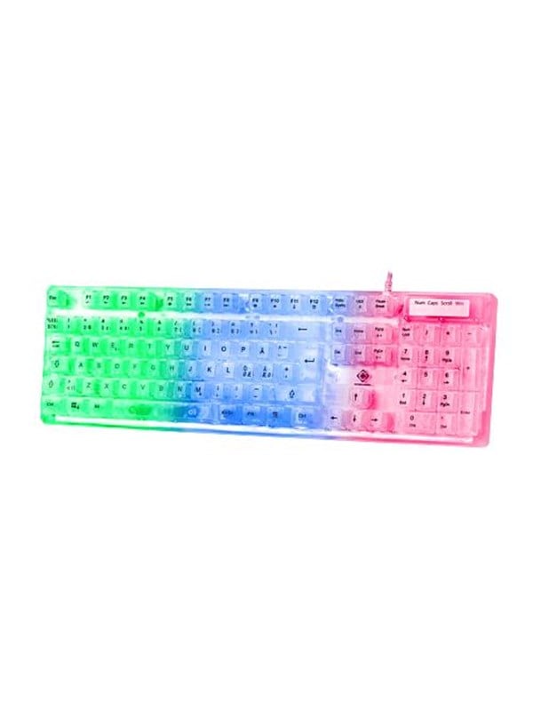 Deltaco DK250 Transparent Gaming Keyboard - Gaming Tastatur - Nordisk - Transparent