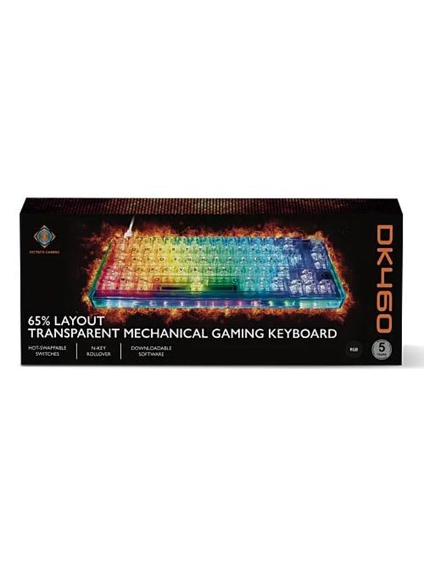 Deltaco DK460 Mechanical 65% keyboard in full transparent - Gaming Tastatur - Transparent
