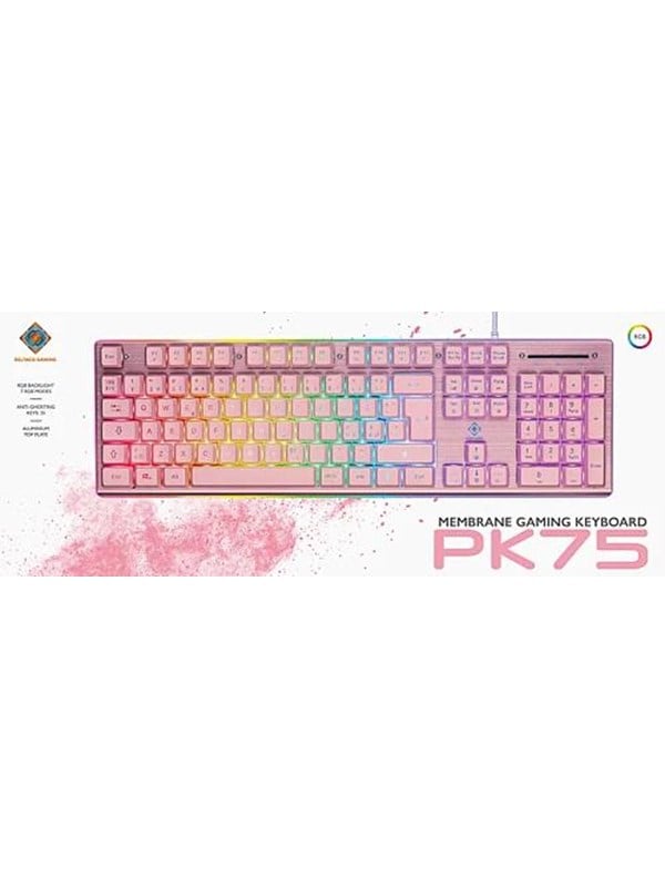 Deltaco PK75 RGB keyboard 105 keys Nordic layout membrane - Gaming Tastatur - Pink