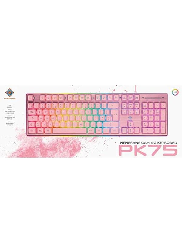 Deltaco PK75 RGB keyboard 105 keys UK membrane switch USB - Gaming Tastatur - Pink