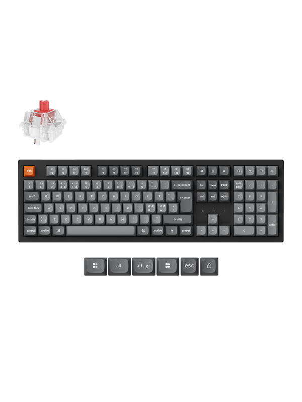 Keychron K10 MAX QMK/VIA Wireless Tri-Mode - Super Red - Gaming Tastatur - Nordisk - Sort
