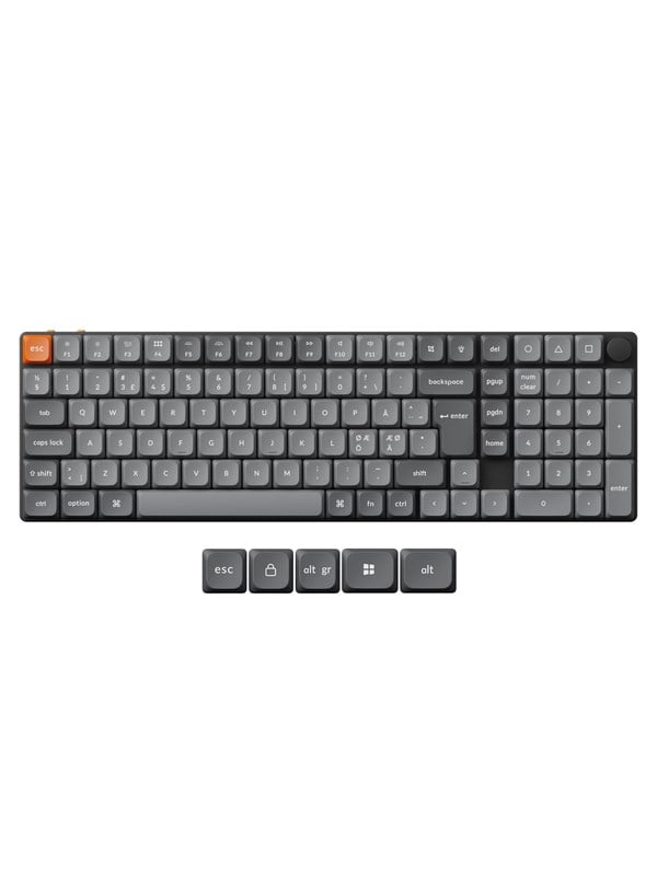 Keychron K17 MAX Wireless Tri-Mode Hot Swap QMK/VIA Gateron Low Profile Red - Gaming Tastatur - Nordisk - Sort