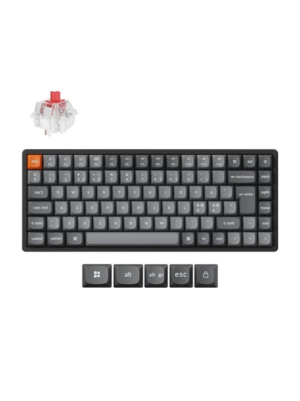 Keychron K2 MAX QMK/VIA Wireless Tri-Mode - Super Red - Gaming Tastatur - Uden Numpad - Nordisk - Sort