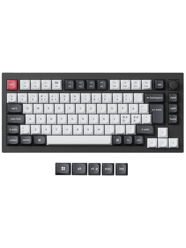 Keychron Q1 HE 75% Knob Wireless Tri-Mode Gateron 2.0 Nebula Magnetic Carbon Black - ND - Gaming Tastatur - Nordisk - Sort