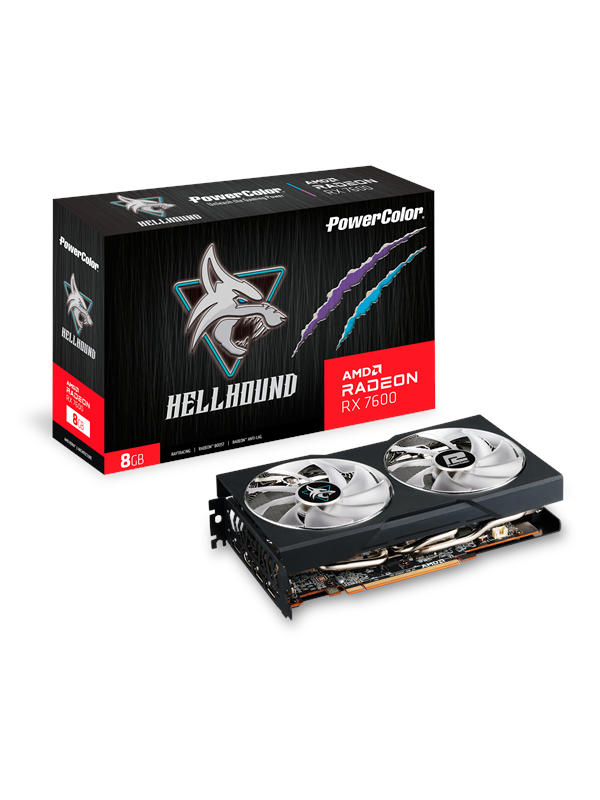 PowerColor Radeon RX 7600 Hellhound - 8GB GDDR6 RAM - Grafikkort