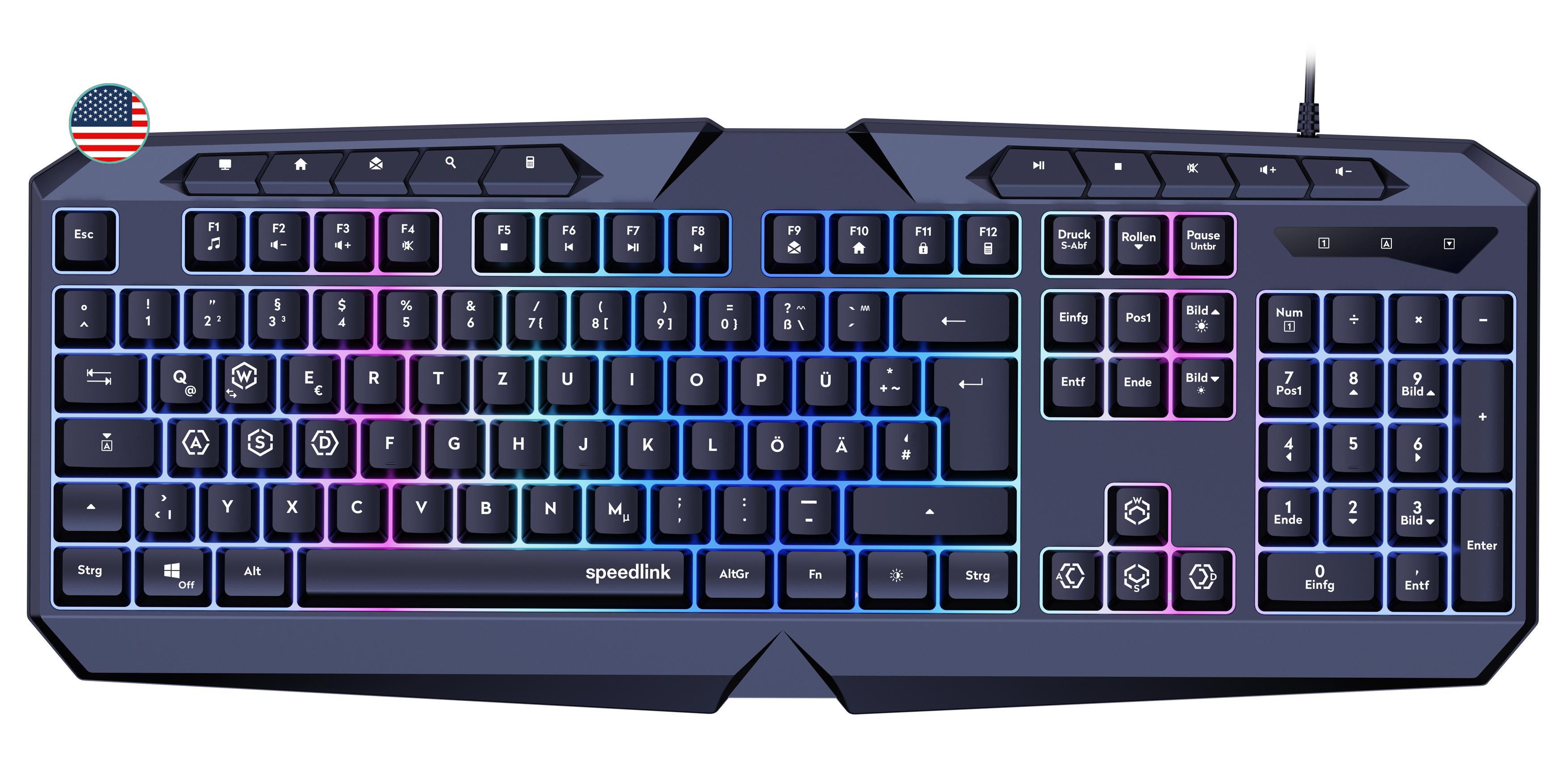 Speedlink - LUDICIUM RGB Rainbow Gaming Tastatur, sort - US Layout
