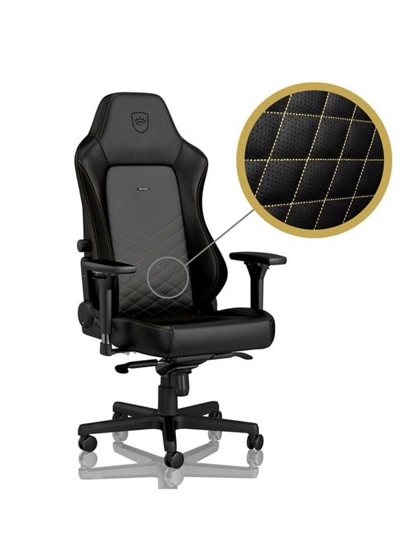 noblechairs HERO Gaming Chair - Black/Gold Gamer Stol - Sort / Guld - PU Læder - Op til 150 kg