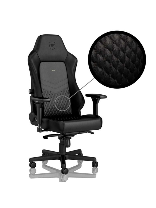 noblechairs HERO Real Leather Gaming Chair - Black Gamer Stol - Sort - Læder - Op til 150 kg