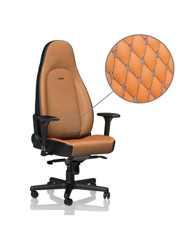 noblechairs ICON Series Real Leather - Cognac / Black Gamer Stol - Brun / Sort - Læder - Op til 150 kg