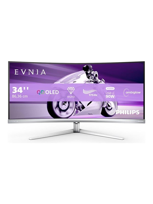 34" Philips Evnia 8000 Series - 3440x1440 - QD-OLED - 175Hz - 90W USB HUB - KVM Switch