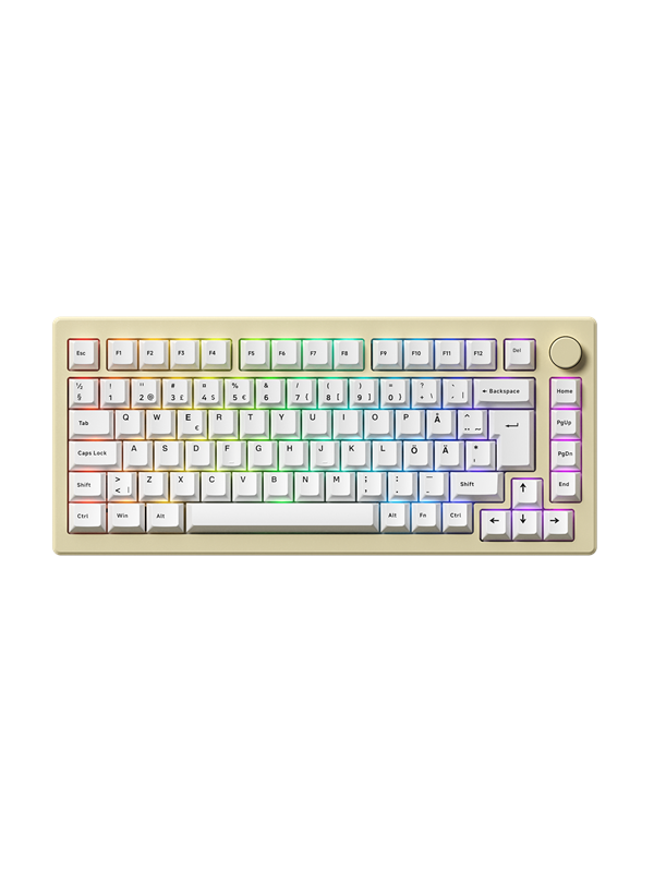 Akkogear MOD 007B HE Cream White - Gaming Tastatur - Uden Numpad - Universal - Hvid