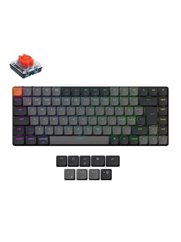 Keychron K3 v3 RGB QMK Wireless Hot Swap QMK - Low Profile 2.0 Red - Gaming Tastatur - Uden Numpad - Nordisk - Sort