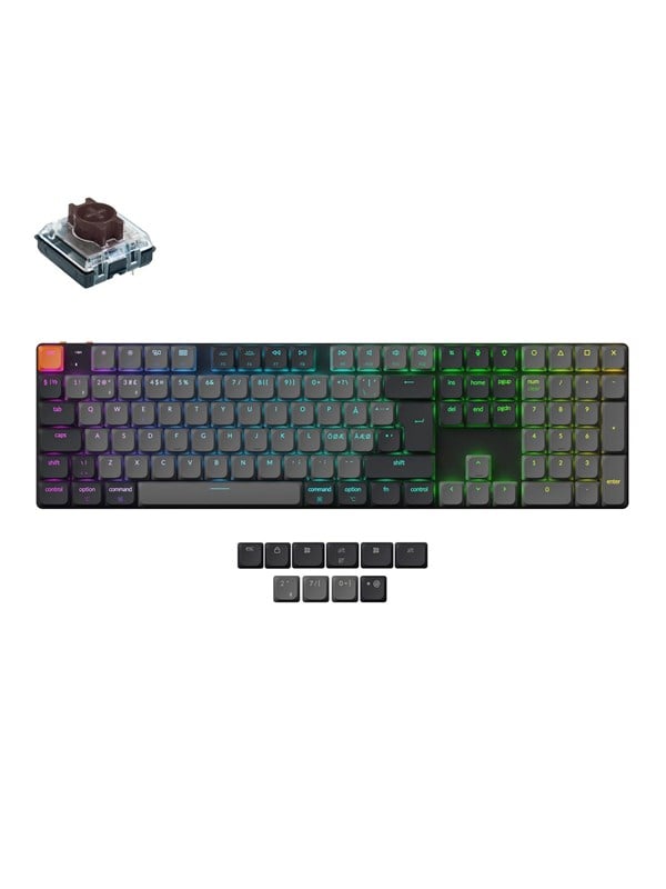 Keychron K5 v2 RGB QMK Wireless Hot Swap QMK - Low Profile 2.0 Brown - Gaming Tastatur - Nordisk - Sort