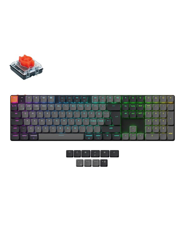 Keychron K5 v2 RGB QMK Wireless Hot Swap QMK - Low Profile 2.0 Red - Gaming Tastatur - Nordisk - Sort