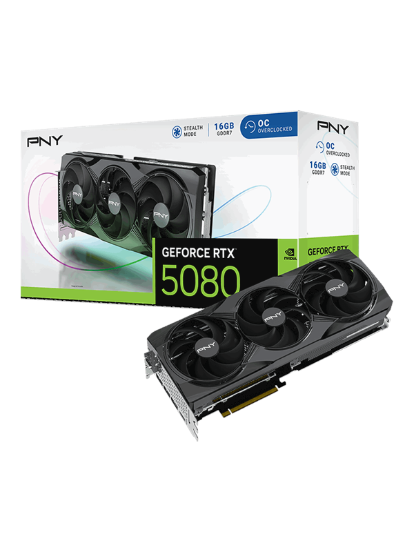 PNY GeForce RTX 5080 Triple Fan OC - 16GB GDDR7 RAM - Grafikkort