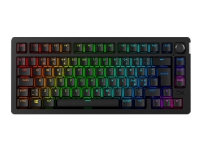 HyperX Alloy Rise - Tastatur - 1000 Hz pollingfrekvens, 100% anti-ghosting, 80 millioner tastetryk - 75% - bagbelyst - trådløs - 2.4 GHz, Bluetooth, USB-C - tastkontakt: HyperX Linear - sort