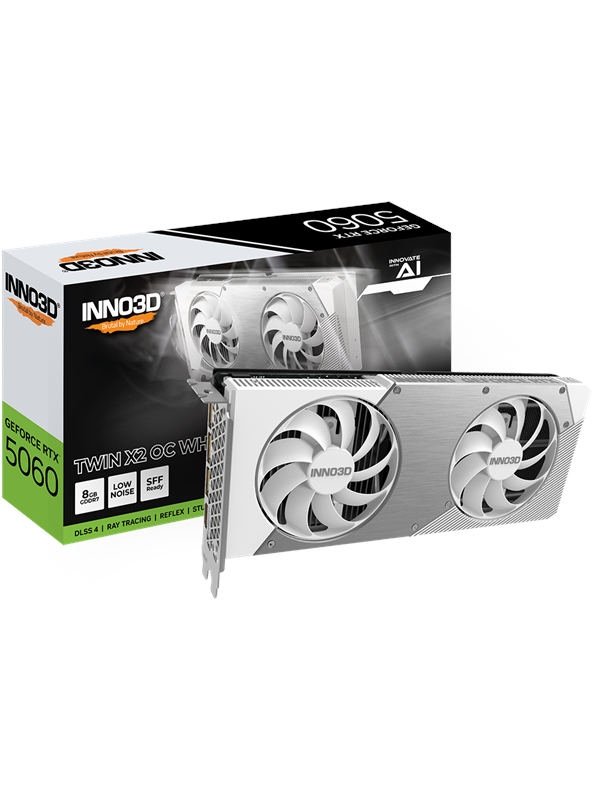 Inno3D GeForce RTX 5060 Twin X2 OC White - 8GB GDDR7 RAM - Grafikkort