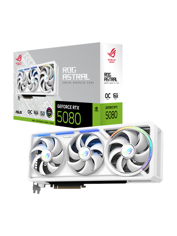 ASUS GeForce RTX 5080 ROG Astral White OC - 16GB GDDR7 RAM - Grafikkort