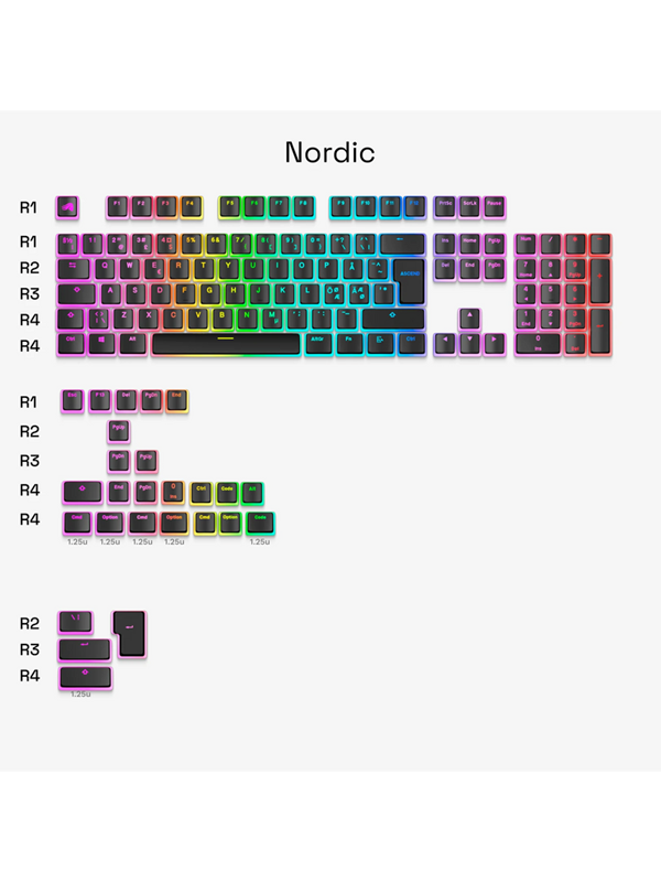 Glorious Aura V3 Keycaps Black - Nordic ISO - (131 keys)