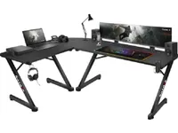 Huzaro Hero 7.0 - Skrivebord - L-formet - aluminium/kulfiber - sort base