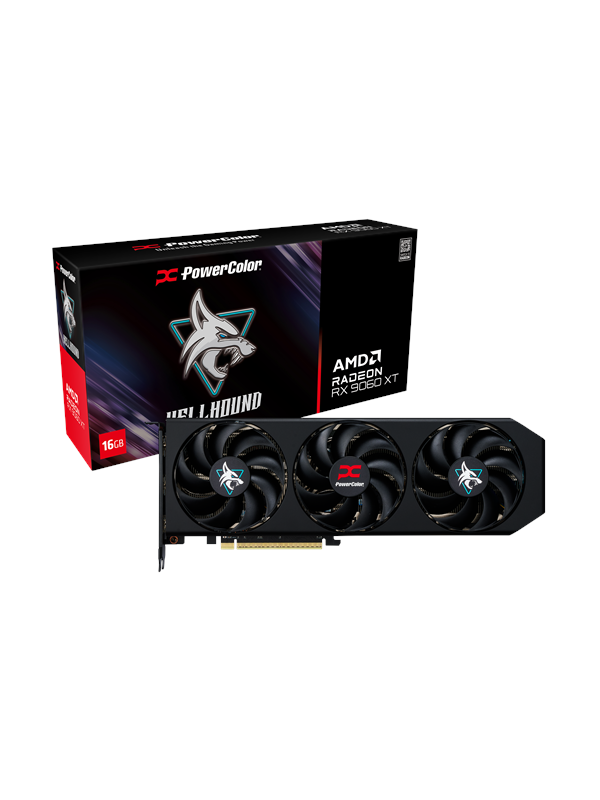 PowerColor Radeon RX 9060 XT Hellhound OC - 16GB GDDR6 RAM - Grafikkort
