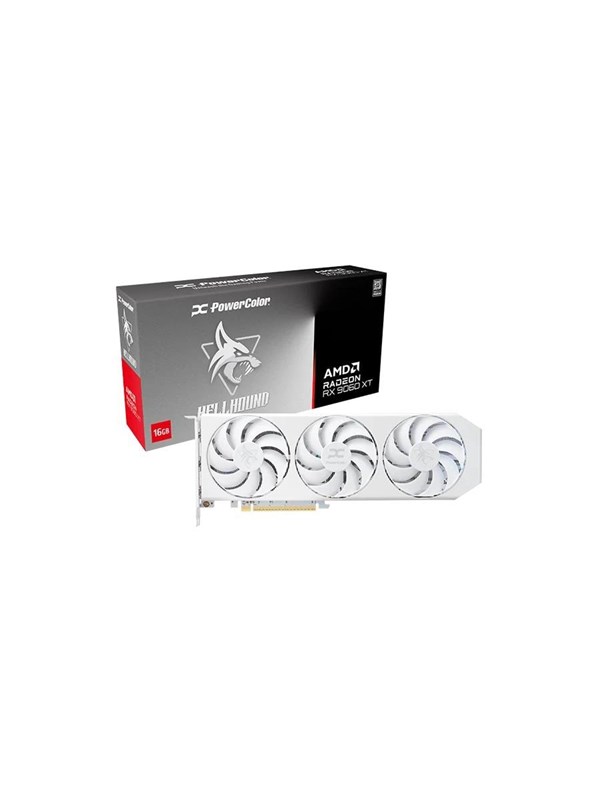 PowerColor Radeon RX 9060 XT Hellhound Spectral White - 16GB GDDR6 RAM - Grafikkort