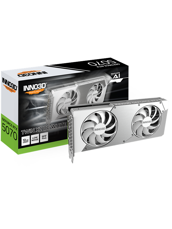 Inno3D GeForce RTX 5070 Twin X2 OC White - 12GB GDDR7 RAM - Grafikkort
