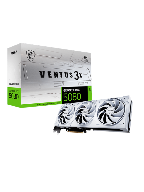MSI GeForce RTX 5080 VENTUS 3X OC WHITE - 16GB GDDR7 RAM - Grafikkort