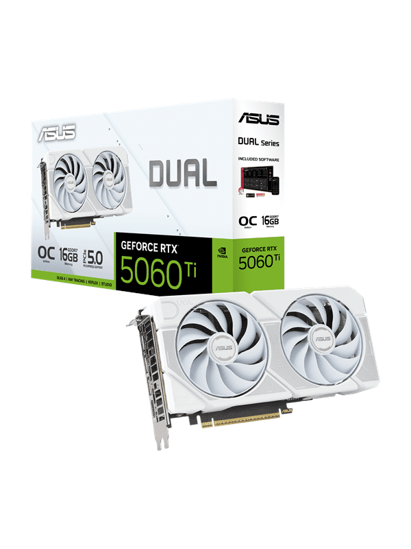 ASUS GeForce RTX 5060 Ti DUAL OC White - 16GB GDDR7 RAM - Grafikkort