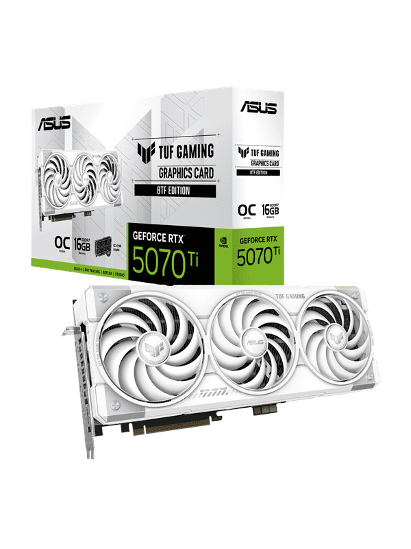 ASUS GeForce RTX 5070 Ti TUF BTF White OC - 16GB GDDR7 RAM - Grafikkort