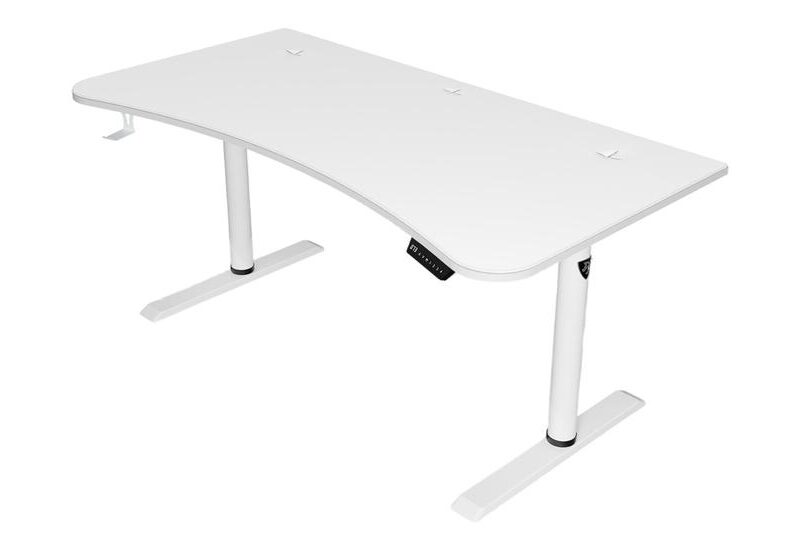 Arozzi Arena Moto - sidde/stå-skrivebord - kurvet - hvid