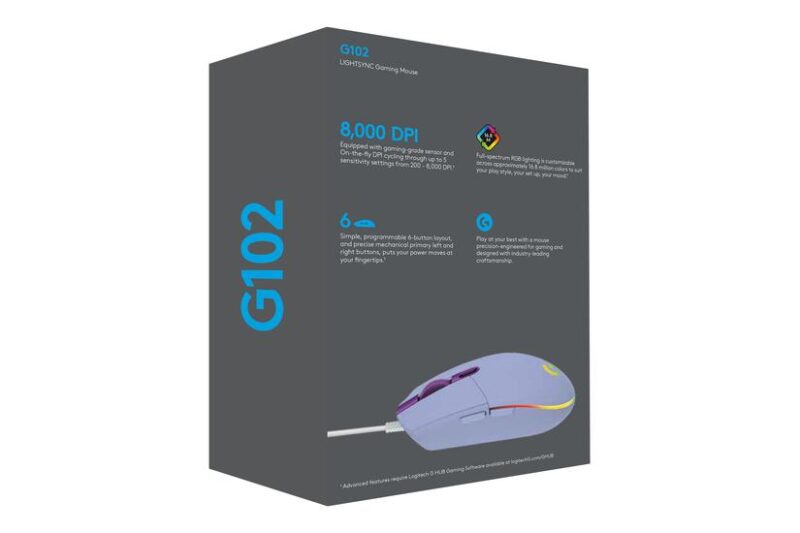 Logitech Gaming Mouse G102 LIGHTSYNC - mus - USB - lilla